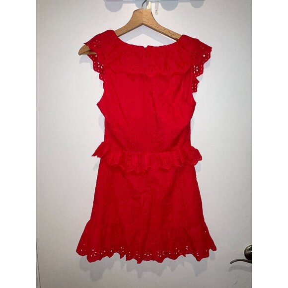 Tularosa Cutout Tanya Mini Dress Red Berry Color Eyelet Women's Size XS - Picture 6 of 12